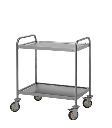 Stainless steel service trolleys with two pressed shelves