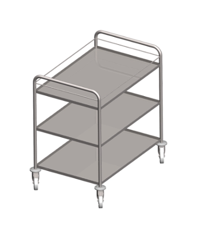 Carrello acciaio inox con ripiani e sponda