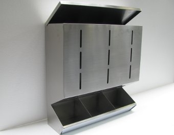 Dispenser inox a parete porta guanti con coperchio inox