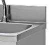 Stainless steel rectangular hand-wash basins with cupboard and hinged door