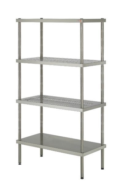 Scaffale acciaio inox con piani lisci