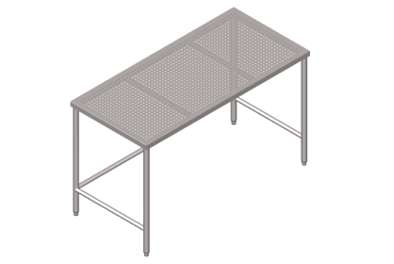 Tavolo acciaio inox con piano forato per flusso laminare