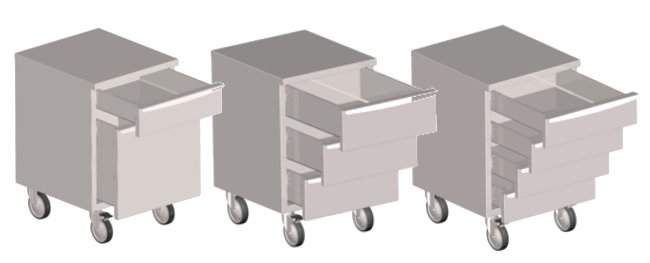 Undertable stainless steel service module with drawer