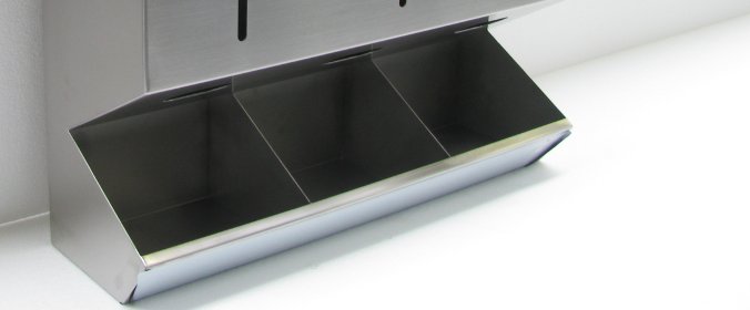 dispenser porta guanti a 3 scomparti in acciaio inox a muro
