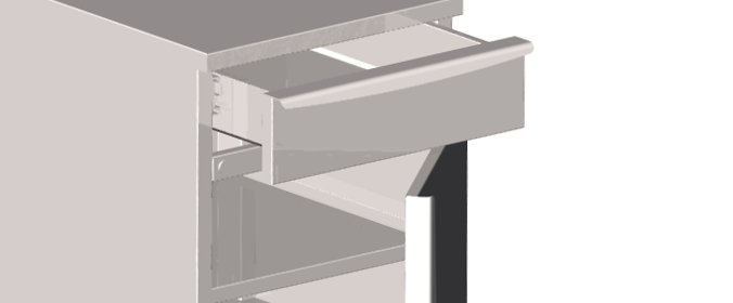 Modulo di servizio acciaio inox sottotavolo armadiato con cassetto e porte a battente