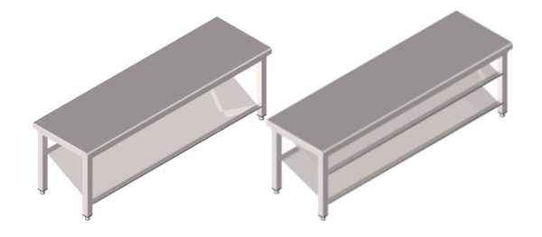 Stainless steel benches with blade shoe shelf