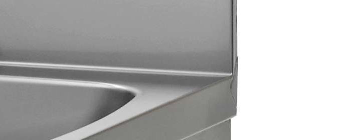 Stainless steel semi-circular hand-wash basins with knee control